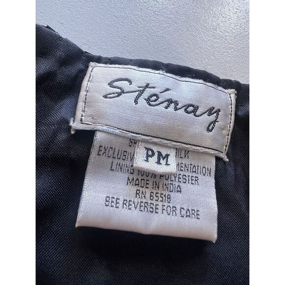 STENAY‎ Women's Size PM Medium Petite Shirt Blouse SILK Beaded VINTAGE Cardigan - Picture 6 of 10